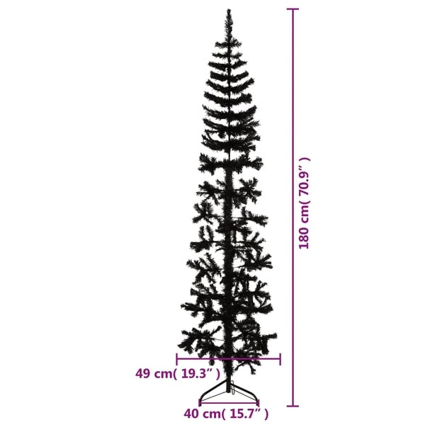 vidaXL Christmas Tree Decoration Slim Artificial Half Xmas Tree with Stand