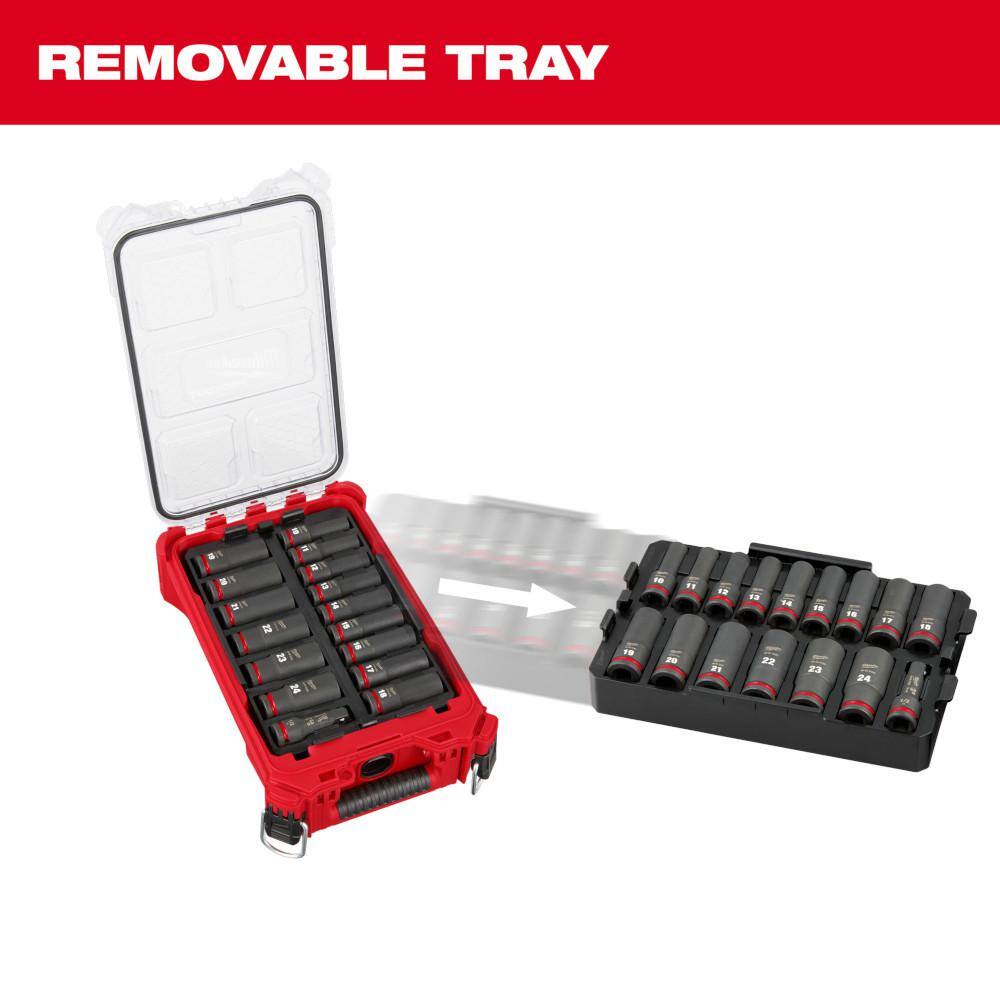 MW SHOCKWAVE 12 in. Drive Metric Deep Well PACKOUT Impact Socket Set  Screw Driver Bits wPACKOUT Case (86-Piece) 49-66-6803-48-32-5151