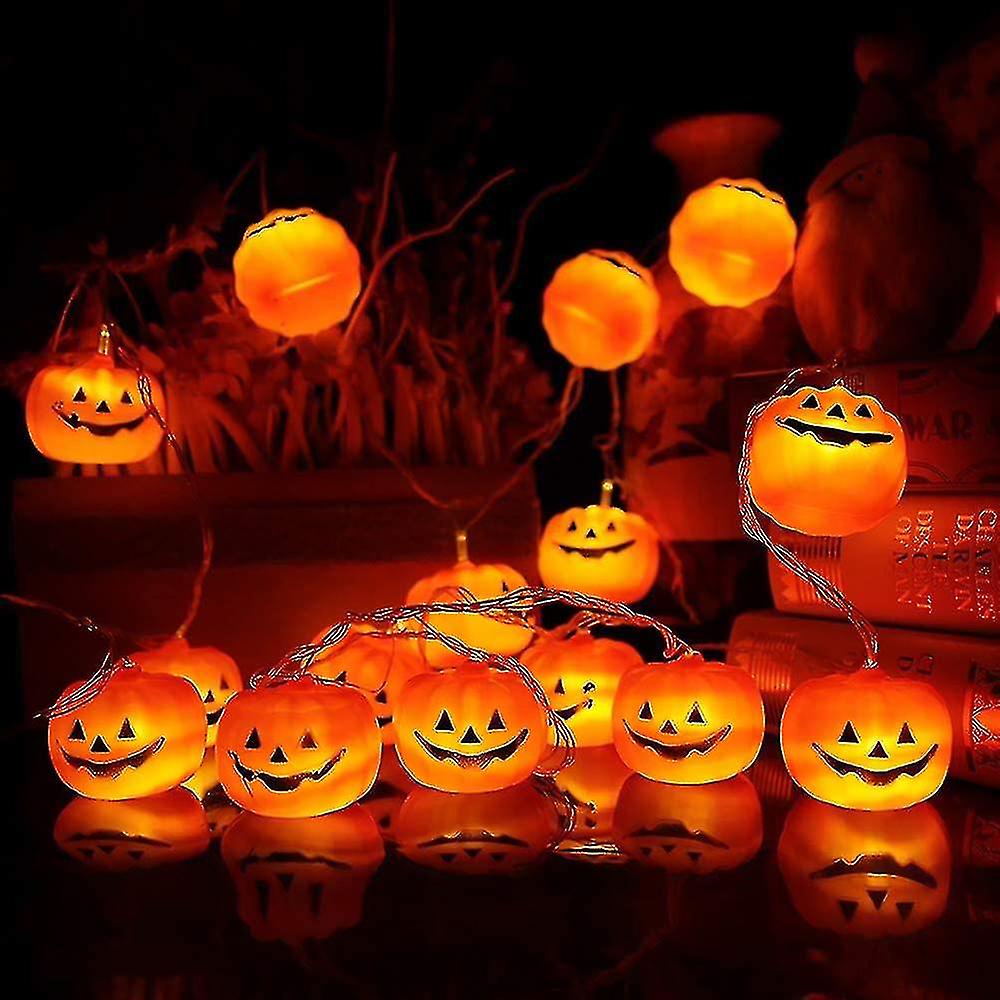 Halloween Led Pumpkin String Lights With Remote Control， 8 Modes， 3m/20 Lights， Usb Powered Outdoor Decoration