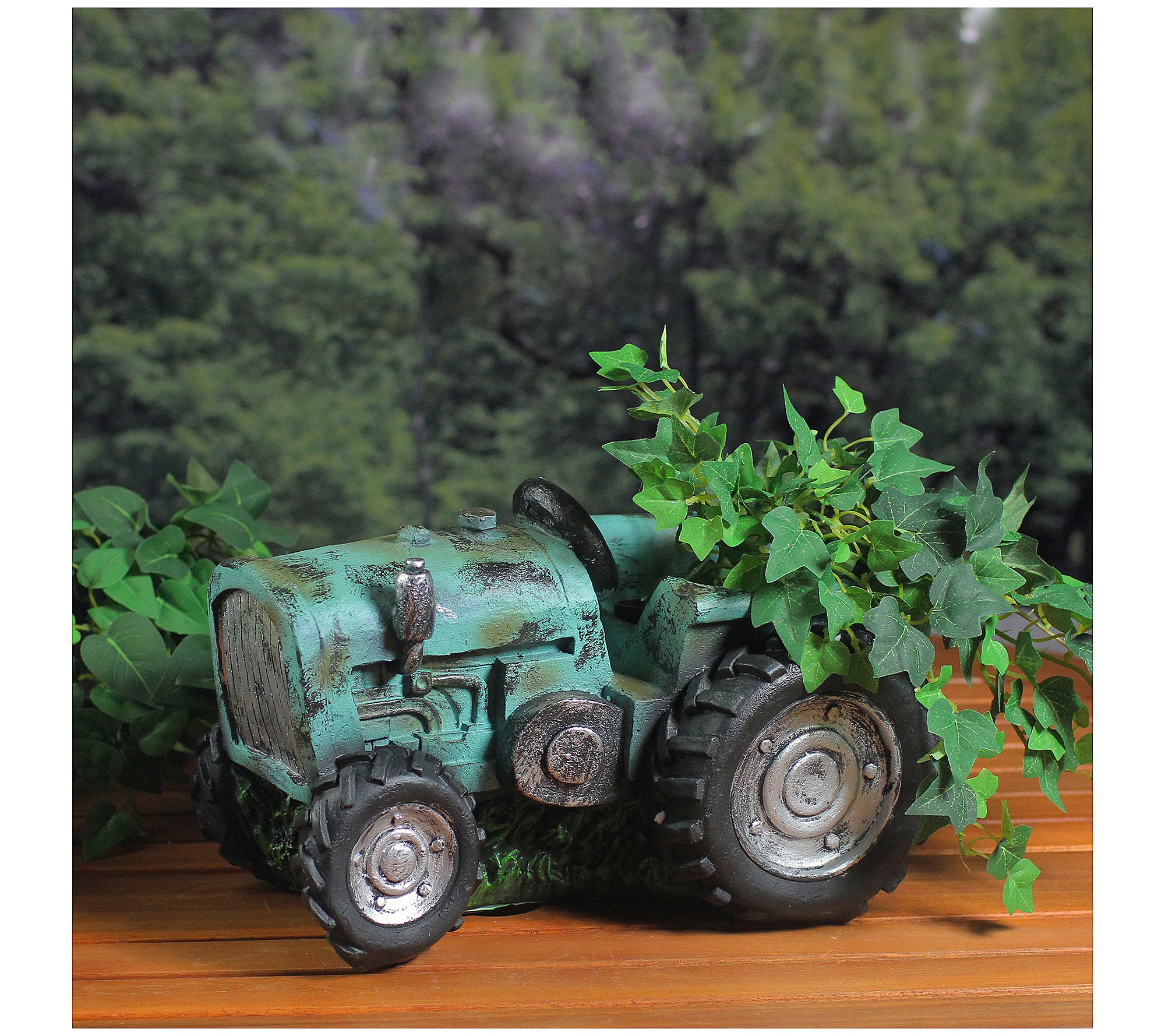 Northlight 12.25 Green and Black Distressed Tractor Planter