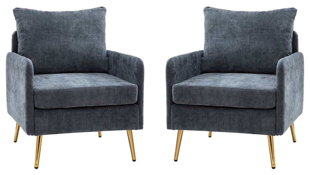 29.5 quotWooden Upholstered Accent Chair  Set of 2   Midcentury   Armchairs And Accent Chairs   by Karat Home  Houzz