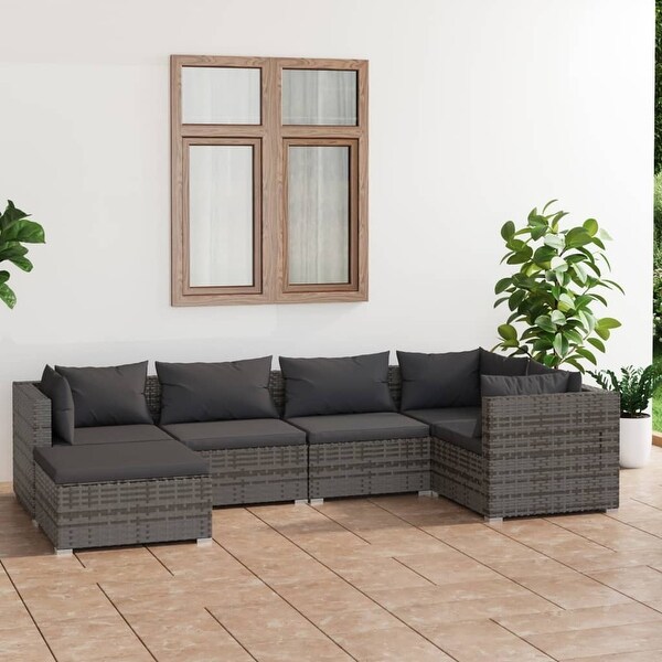 vidaXL Patio Lounge Set Outdoor Sectional Sofa Set Table Garden Poly Rattan