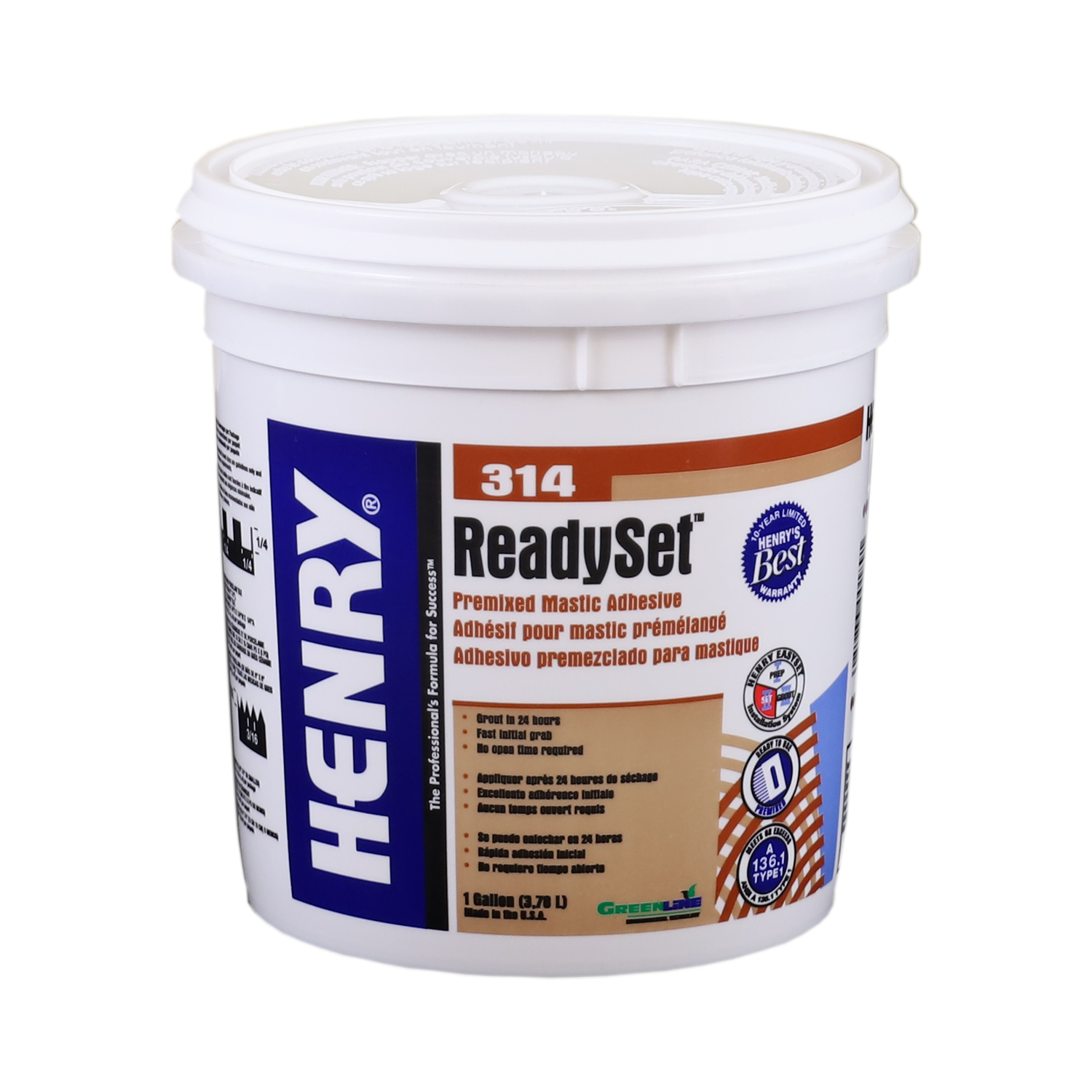 Henry 314 Ready Set High Strength Paste Premixed Mastic Adhesive 1 pk