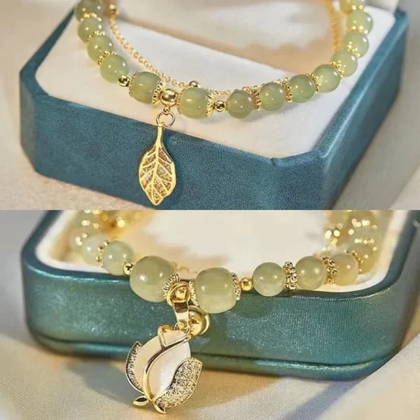 🔥  BUY 1 GET 1 FREE 💞--Lucky Wada Jade gold leaf bracelet