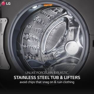 LG 5.2 cu. Ft  Stackable SMART Front Load Washer in Black Steel with Steam  Turbowash Technology WM8900HBA