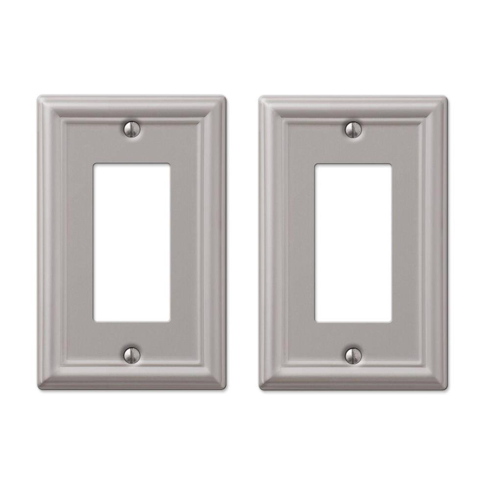 Hampton Bay Ascher 1 Gang Rocker Steel Wall Plate - Brushed Nickel (2-Pack) 149RBNHB-2