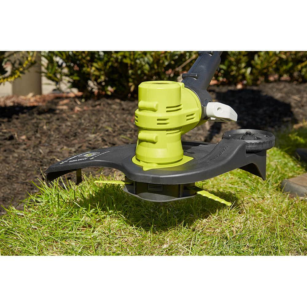 RYOBI ONE 18V 13 in Cordless Battery String TrimmerEdger with Extra 3Pack of Spools 40 Ah Battery and Charger