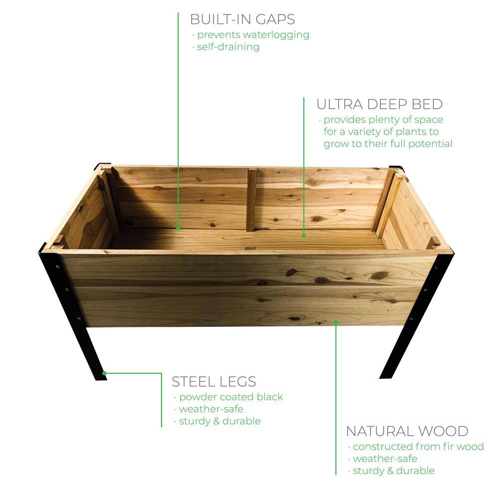 BACKYARD EXPRESSIONS PATIO · HOME · GARDEN Backyard Expressions 35 in. x 15 in.x 22 in. Large Wooden Raised Garden Bed wSteel Legs for Extra Support 911214