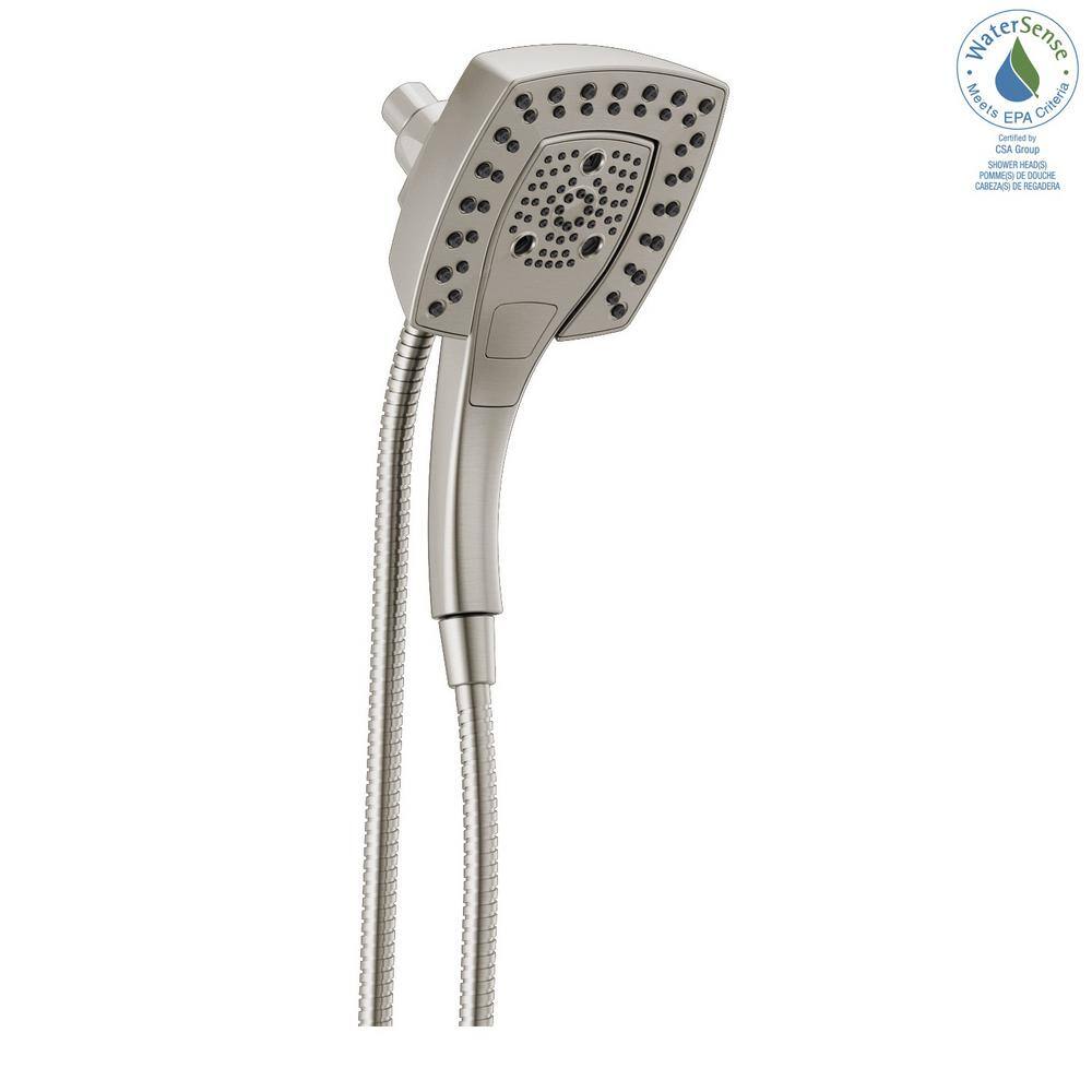 Delta In2ition 5-Spray Patterns 1.75 GPM 5.75 in. Wall Mount Dual Shower Heads in Lumicoat Stainless 58474-SS-PR