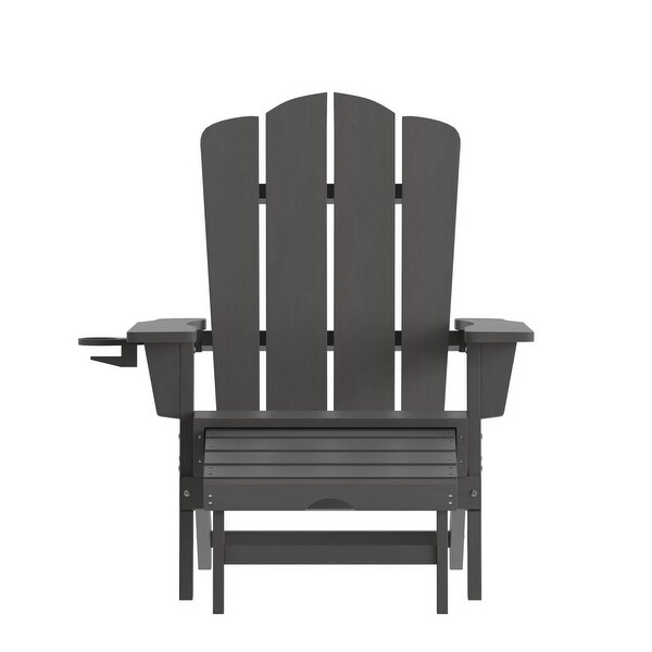 Commercial AllWeather Adirondack Chair with Pullout Ottoman and Cupholder