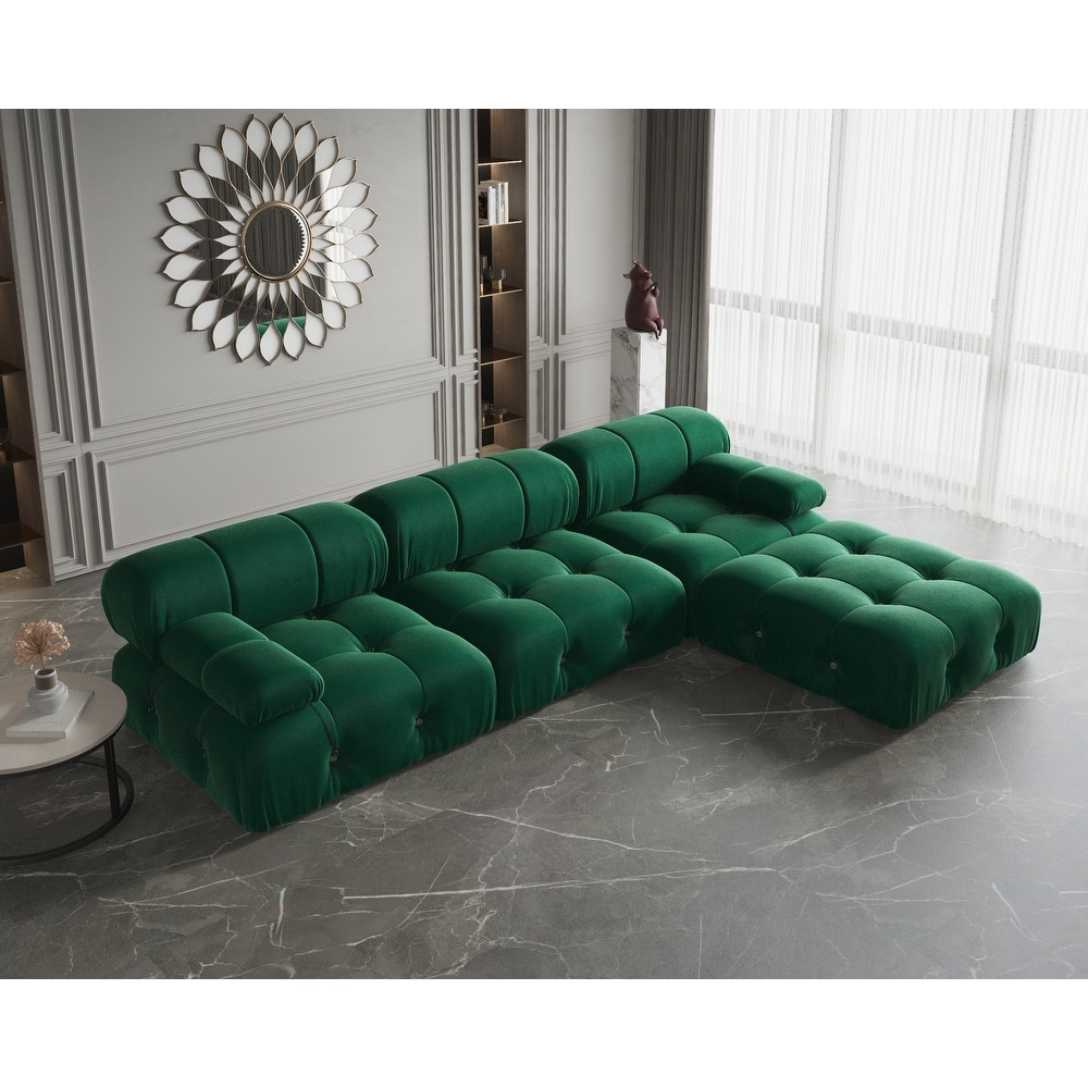 Modern Velvet Upholstered Large Modular Sectional Sofa