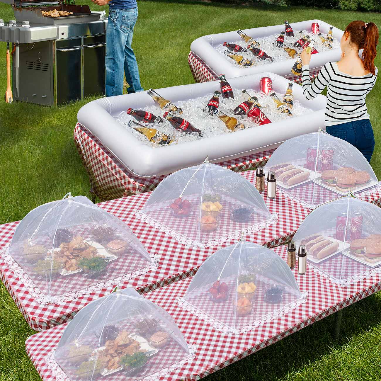 2 Inflatable Serving Bar, 6 Food Umbrellas