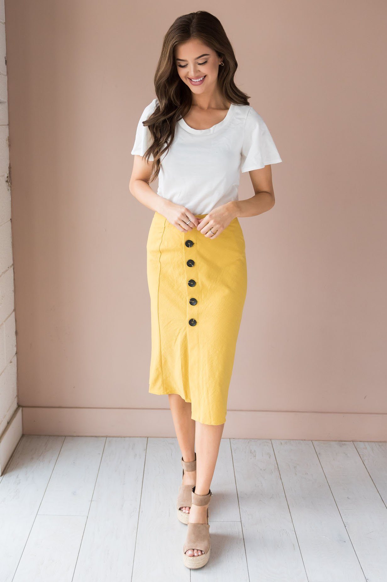 Fall Breeze Modest Button Down Skirt