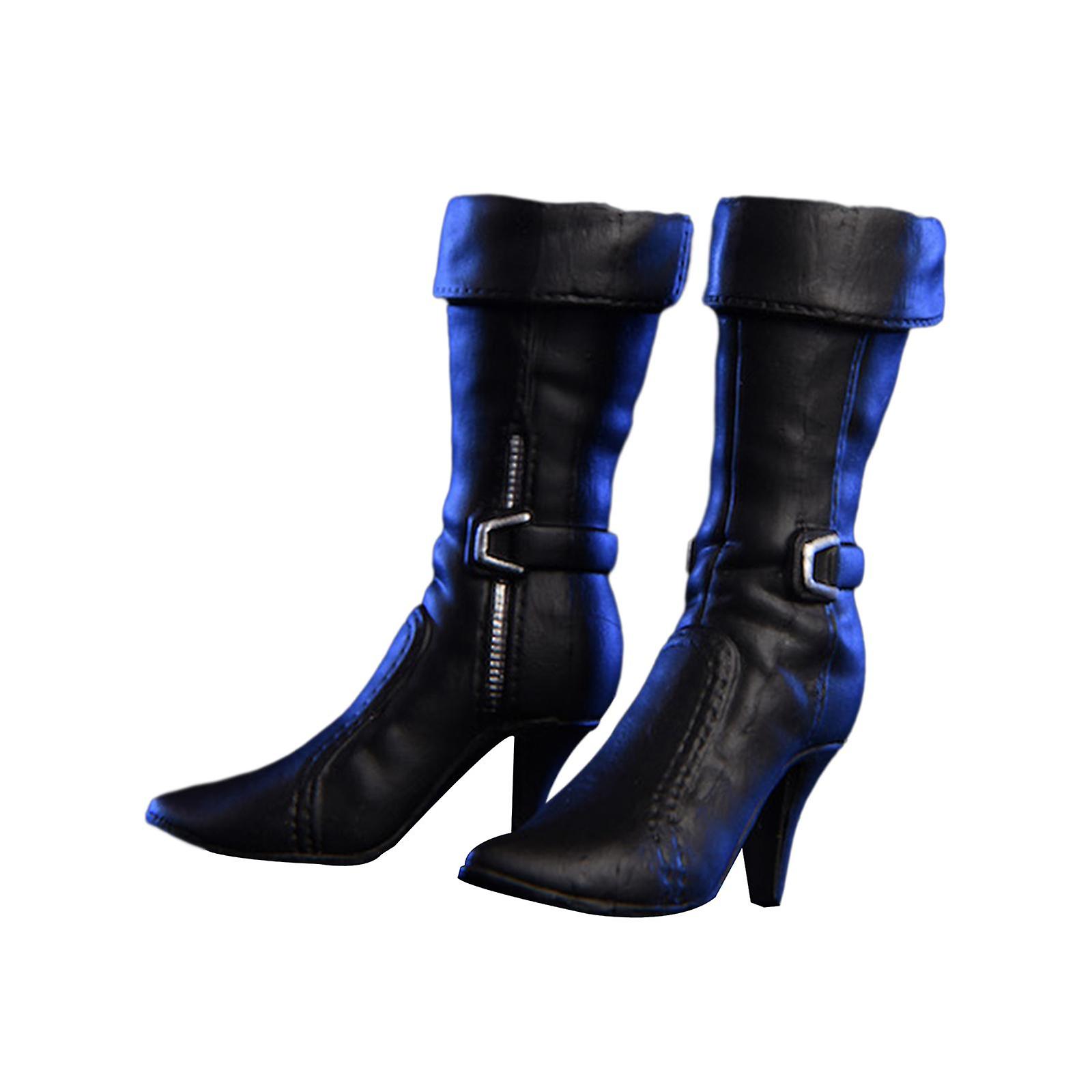 1/6 Scale Figure Shoes Pu Boots For 12 Inch Female Action Figure Accessories Black