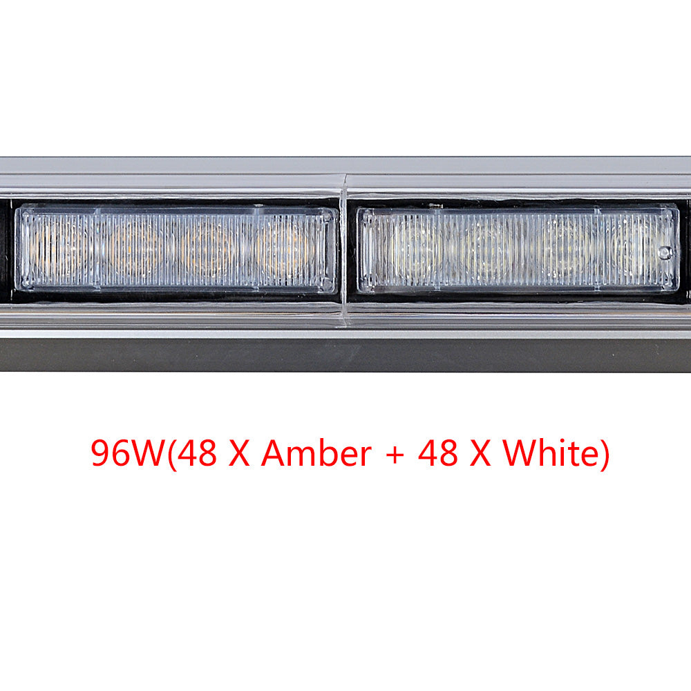 Astra Depot 51 Inch 96 LED Strobe Light Bar Amber White Emergency Beacon Snow Plow Tow Truck Vehicles Roof Top Mount