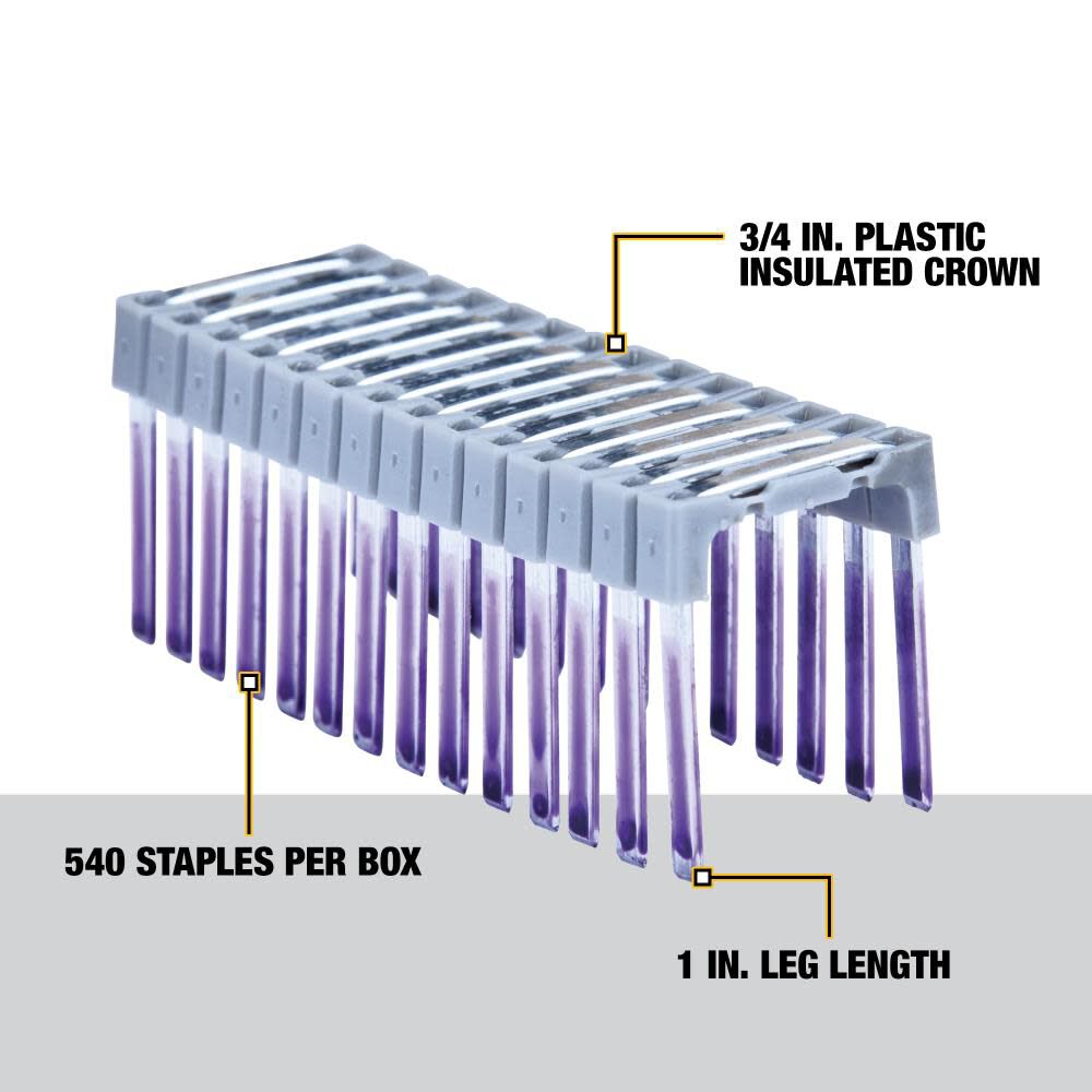 DW 3/4In x 1In Insulated Staples for DCN701 Stapler 540-Pack DRS18100 from DW