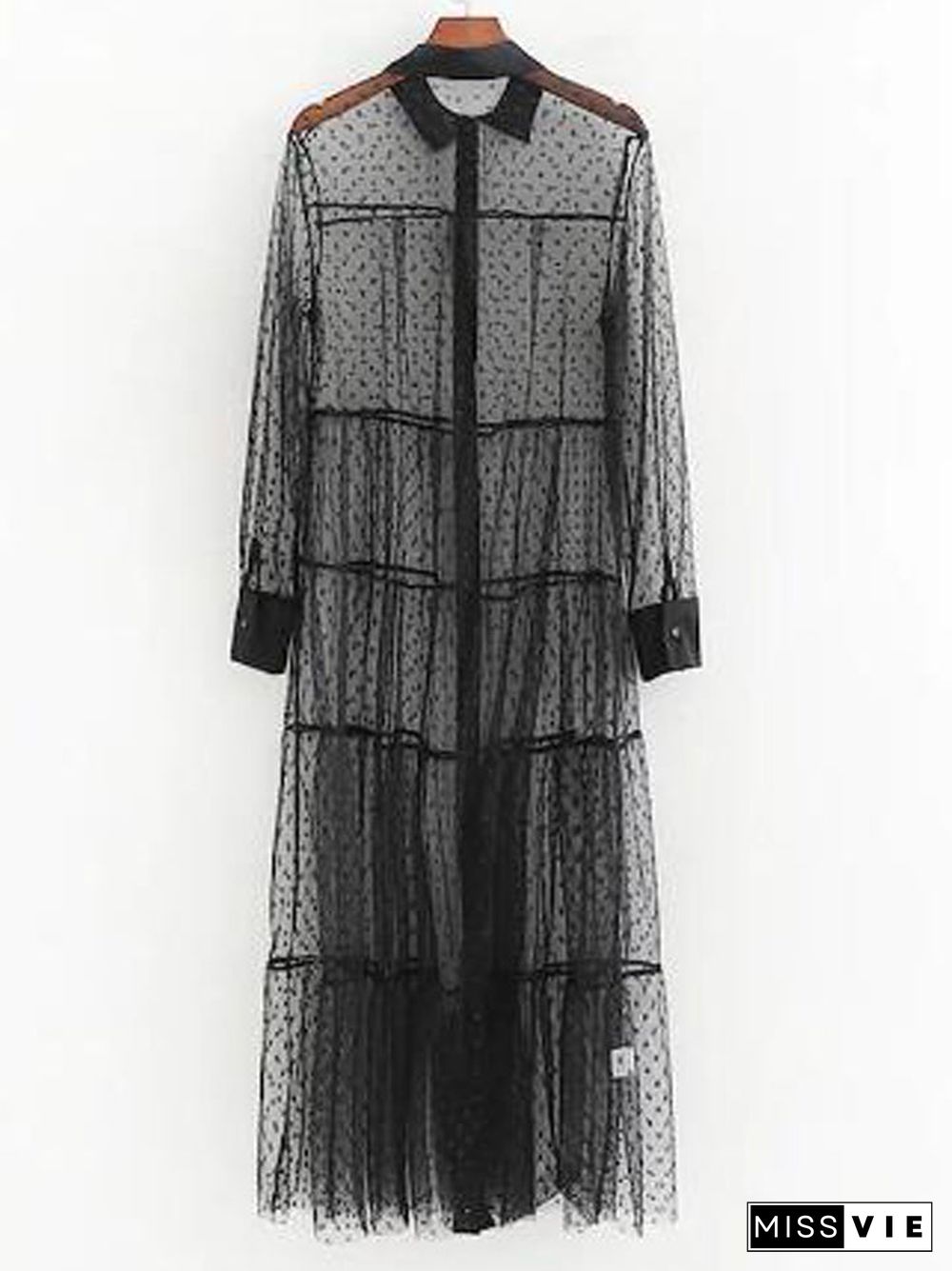 Dobby Mesh Sheer Shirt Dress