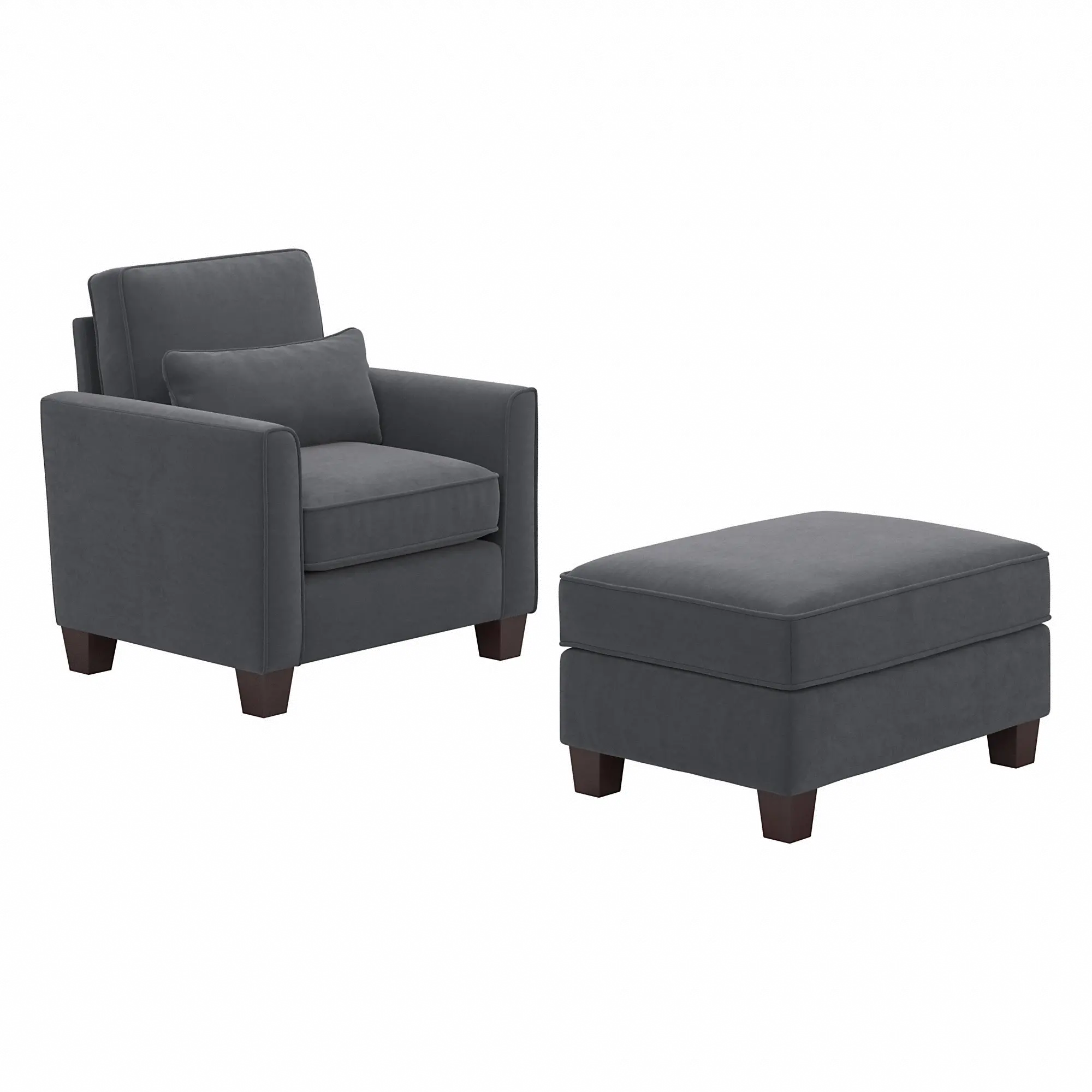 Flare Dark Gray Microsuede Accent Chair with Ottoman Set