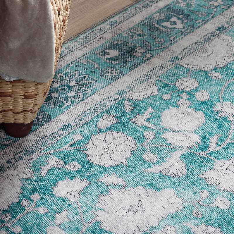 Addison Kensington Teal Persian Non-skid Accent Rug