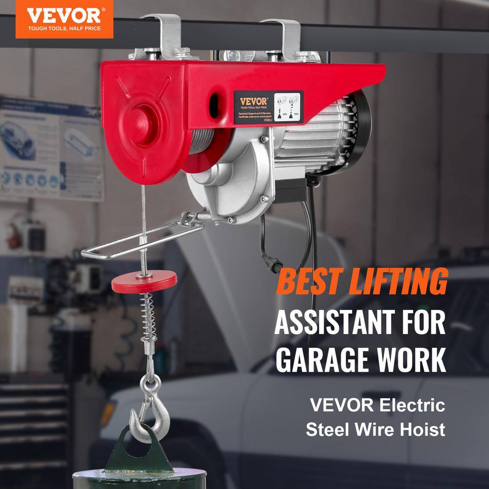 VEVOR 880 lbs. Electric Chain Hoist 850W 110V Electric Steel Wire Winch with Wireless Remote Control for Garage Factory DDG880LBS52FTW0V1V1