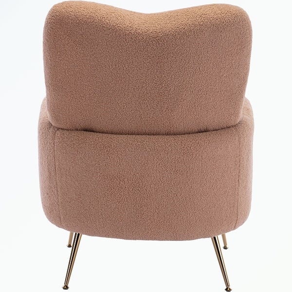 Teddy Short Plush Particle Armchair， with Golden Metal Legs