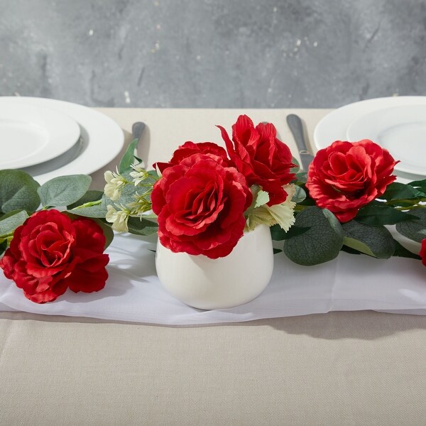 Artificial Red Rose Silk Flower Head for Crafts，Wedding Decor (3.5 In，36 Pack)