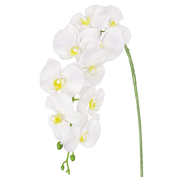 Set of 3 Natural Touch White Artificial Phalaenopsis Orchid Flower Stem Spray 40in