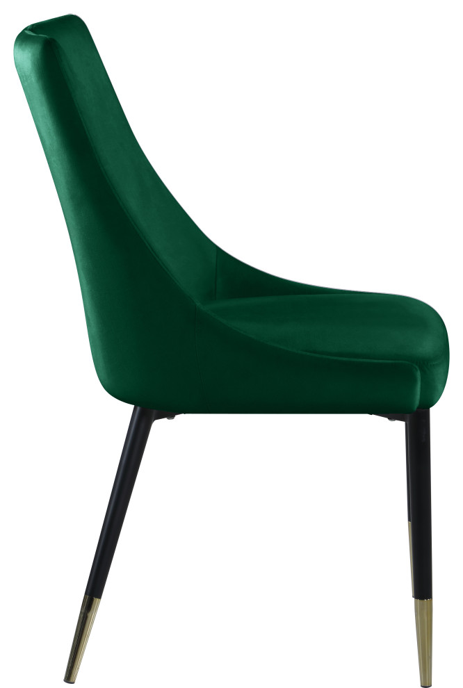 Sleek Velvet Upholstered Dining Chair  Set of 2   Midcentury   Dining Chairs   by Meridian Furniture  Houzz