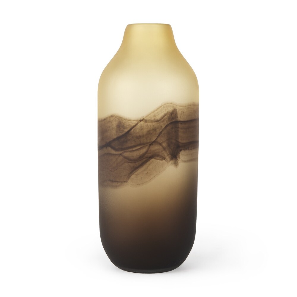 Brown and Beige Smoky Sand Dunes Glass Vase