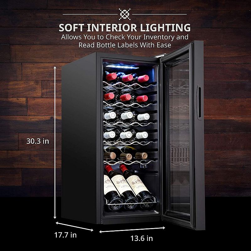 Ivation 34-Bottle Wine Cooler with WiFi， Freestanding Wine Fridge w/Smart App Control