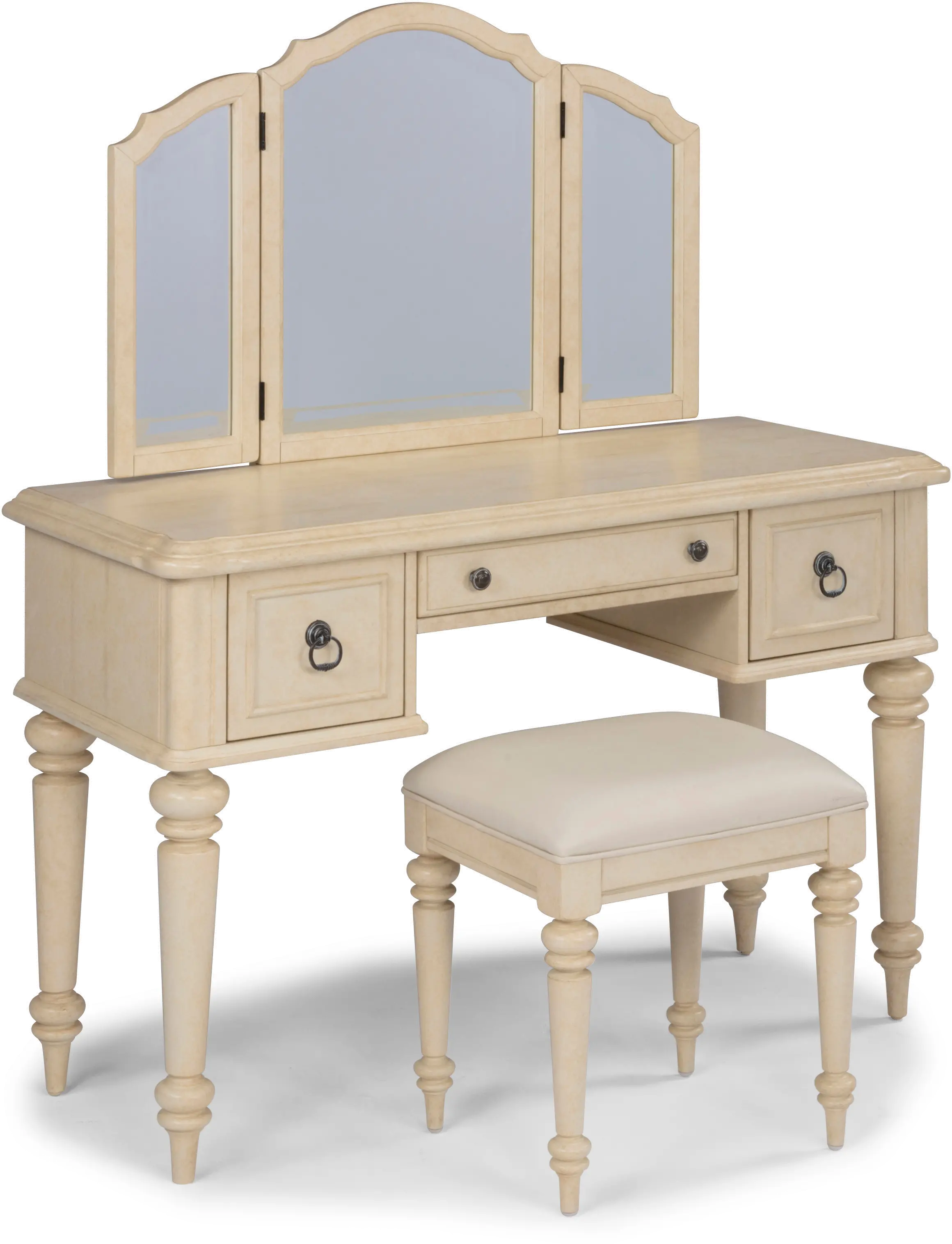 Provence Antiqued White 2 Pice Vanity and Bench