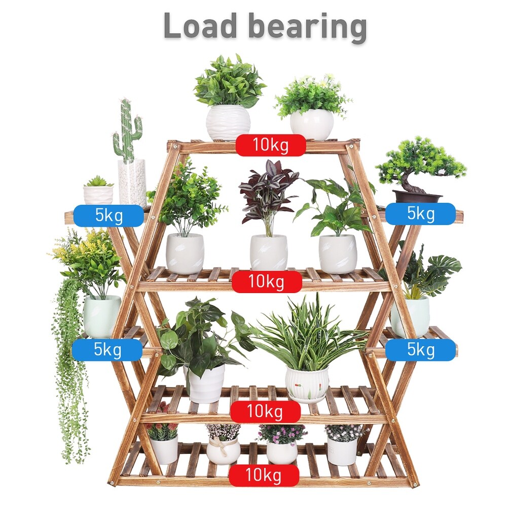 Extra Large Multi Tier Wood Flower Rack Plant Stand Bonsai Shelf   37' x 10'x 42'