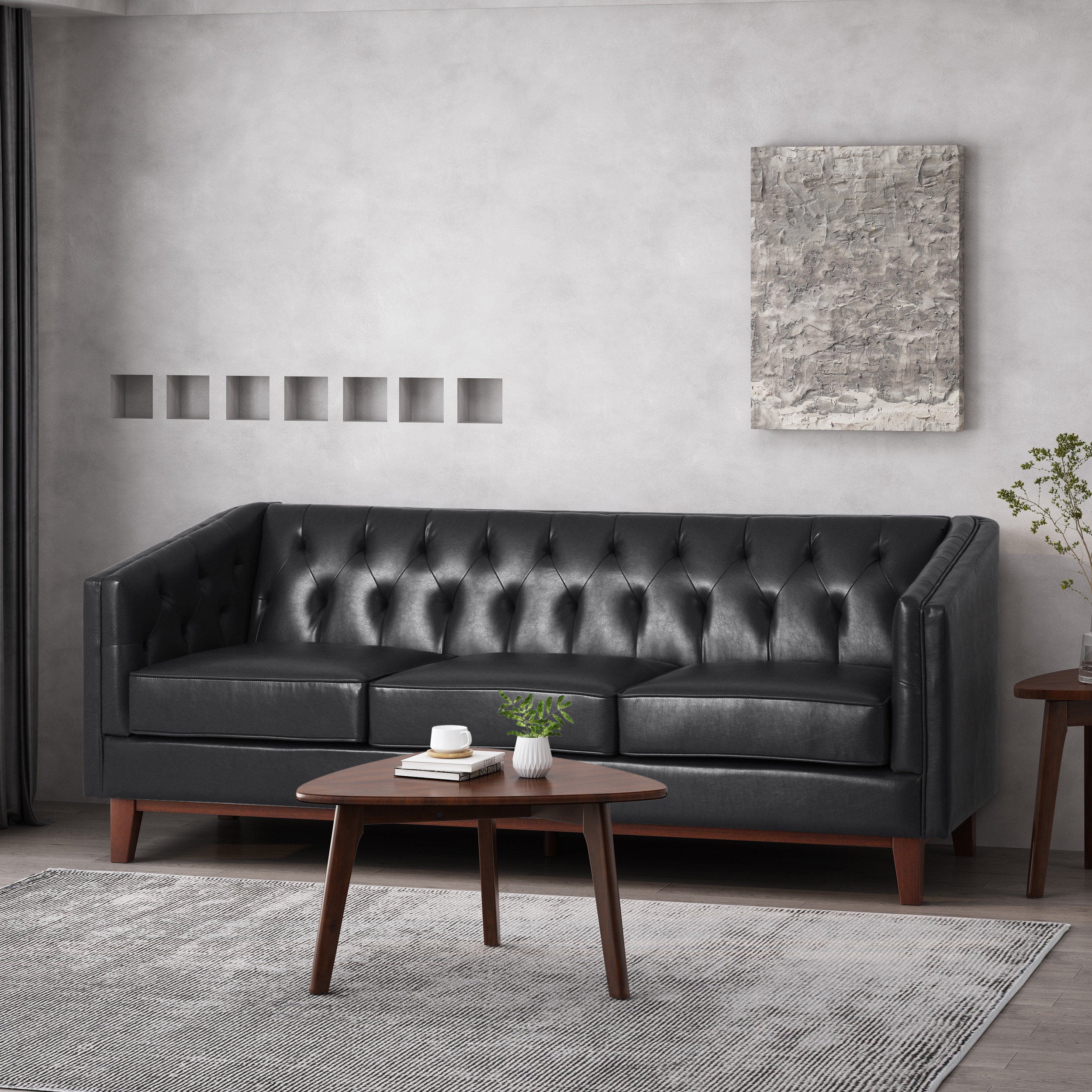 Colstrip Contemporary Upholstered 3 Seater Sofa