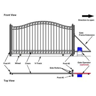 ALEKO Paris Style 14 ft. x 6 ft. Black Steel Single Slide Driveway Fence Gate DG14PARSSL-HD