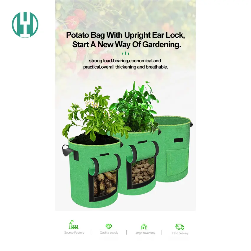 Hyh Custom Logo Processed Potato Growing Bags For Plant Support