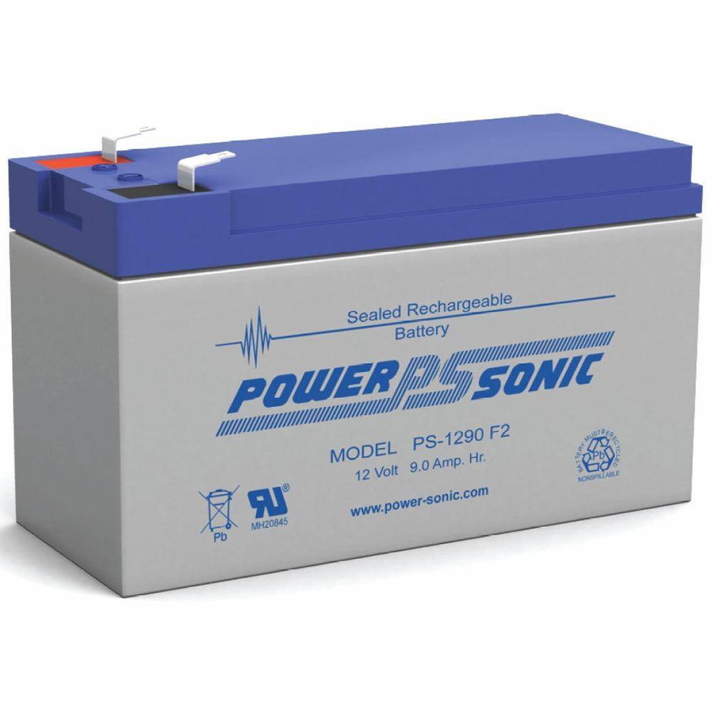 Power-Sonic 12-Volt 9 Ah F2 Terminal Sealed Lead Acid (SLA) Rechargeable Battery PS-1290F2