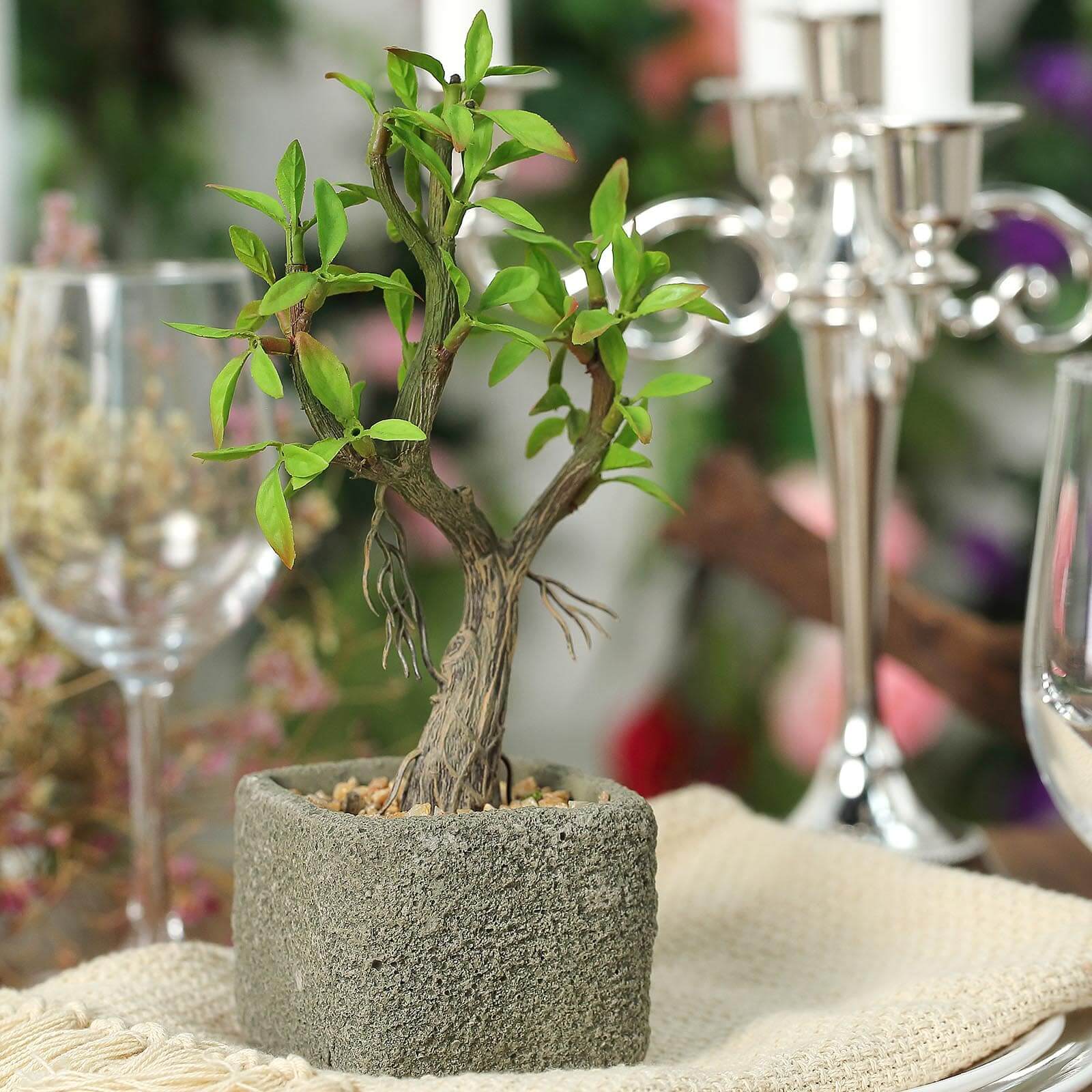 Concrete Planter Pot and Artificial Willow Tree Succulent Plant 9