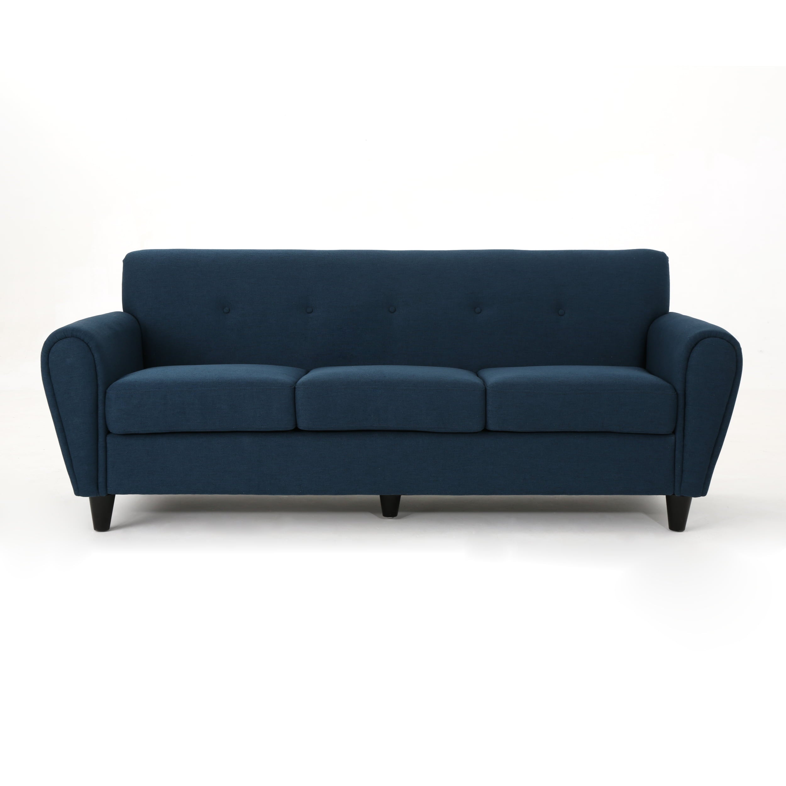 GDF Studio Emily Traditional Button Tufted Fabric Sofa, Navy Blue