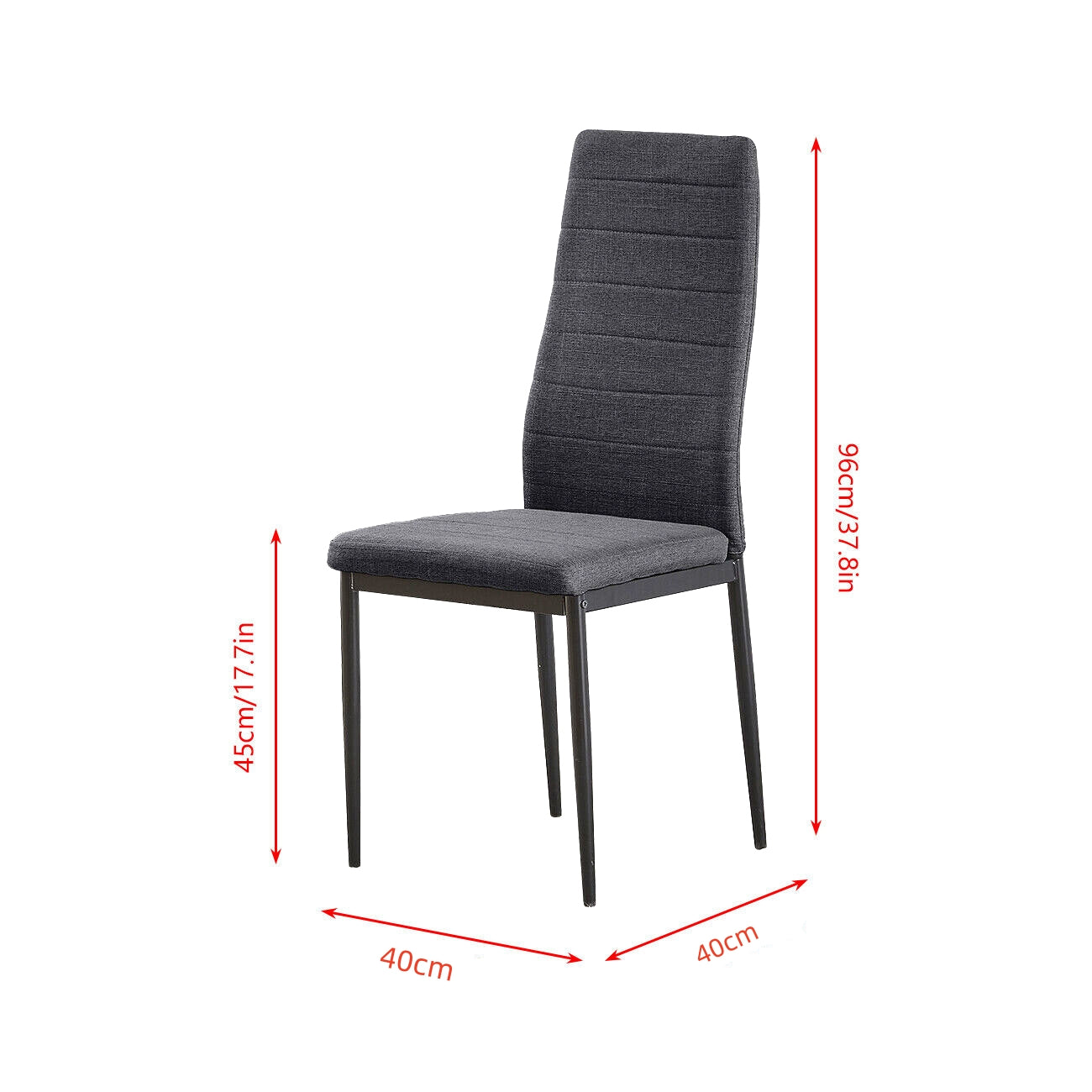 Dining Chair Set of 2， ROZHOME Modern Kitchen Chairs Linen Side Chairs with Metal Legs and Frame(Black)