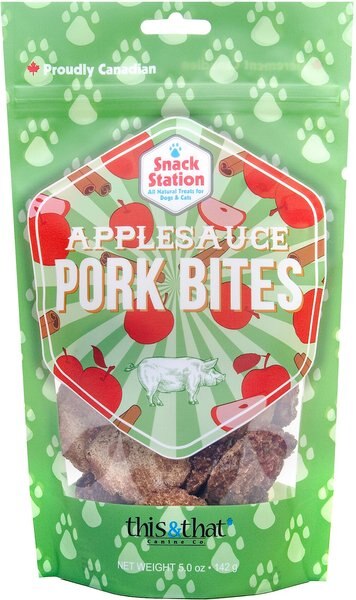 this and that Canine Company Snack Station Applesauce Pork Bites Dehydrated Dog Treats， 5-oz bag