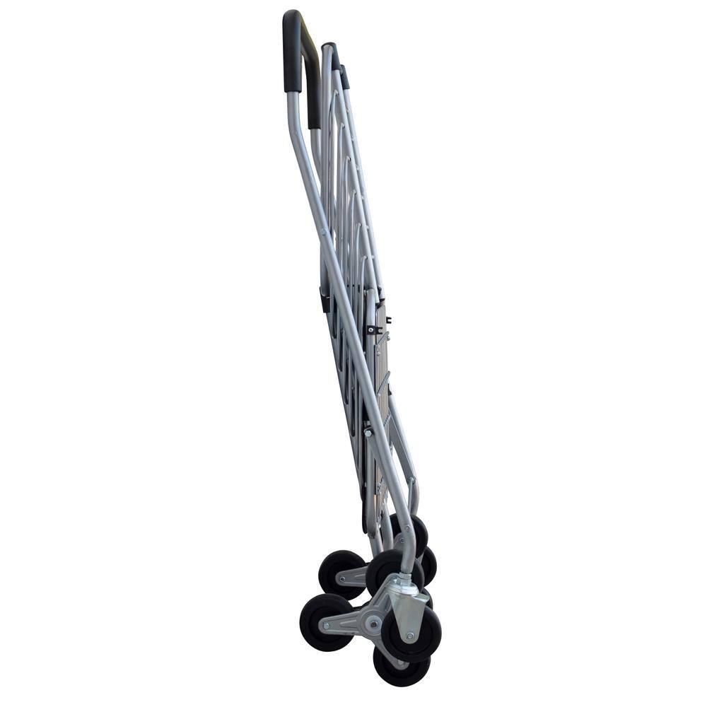 MW 3-Wheel Steel Easy Climb Shopping Cart Design with Accessory Basket in Silver SC36