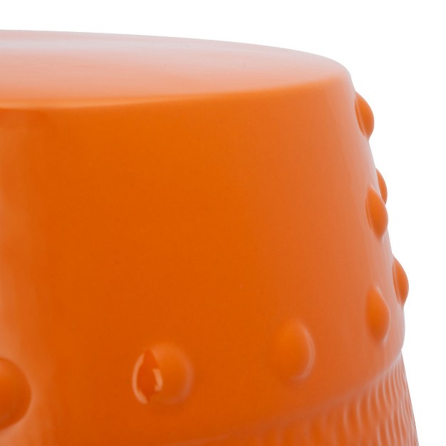 Frisco Ceramic Garden Stool Orange Safavieh