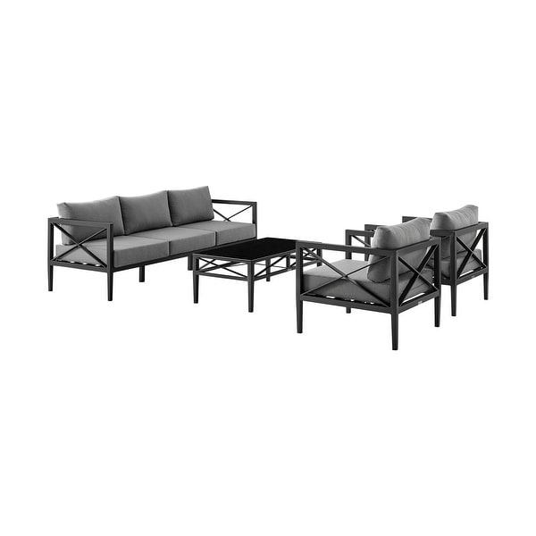 Sonoma Dark Gray Aluminum Outdoor Patio 4 Piece Deep Seating Conversation Set