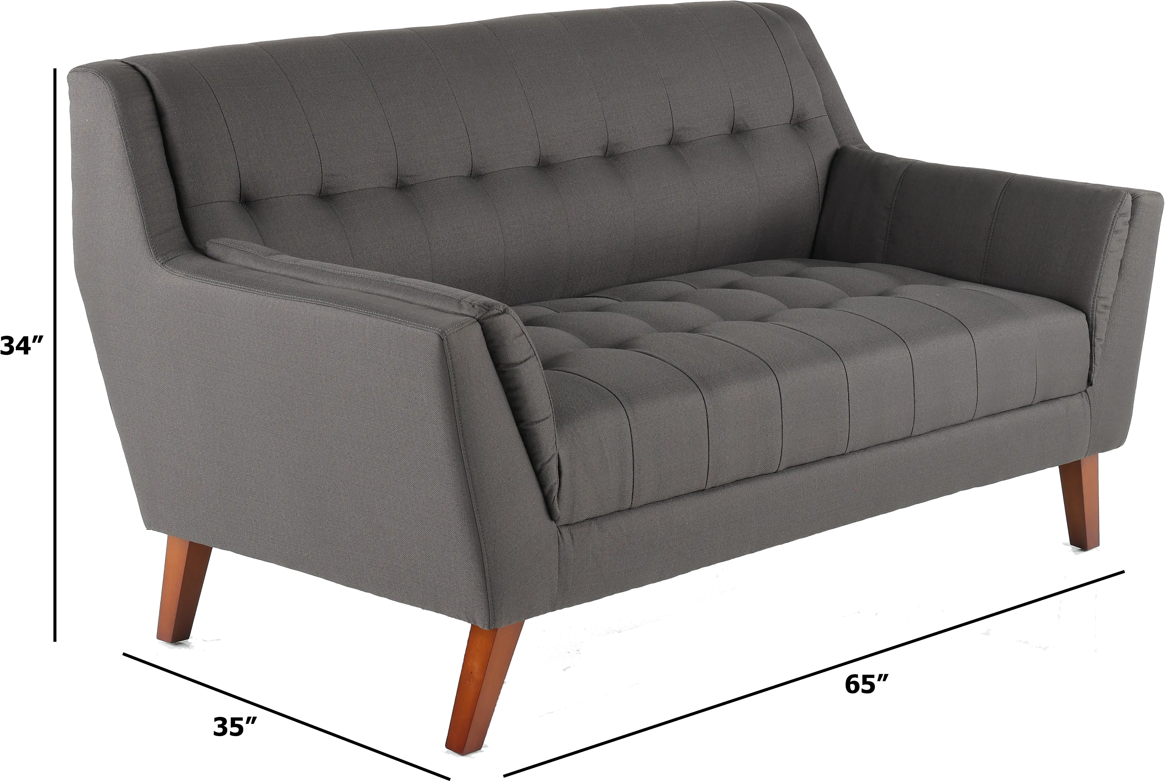 Celeste Mid-Century Modern Gray Loveseat