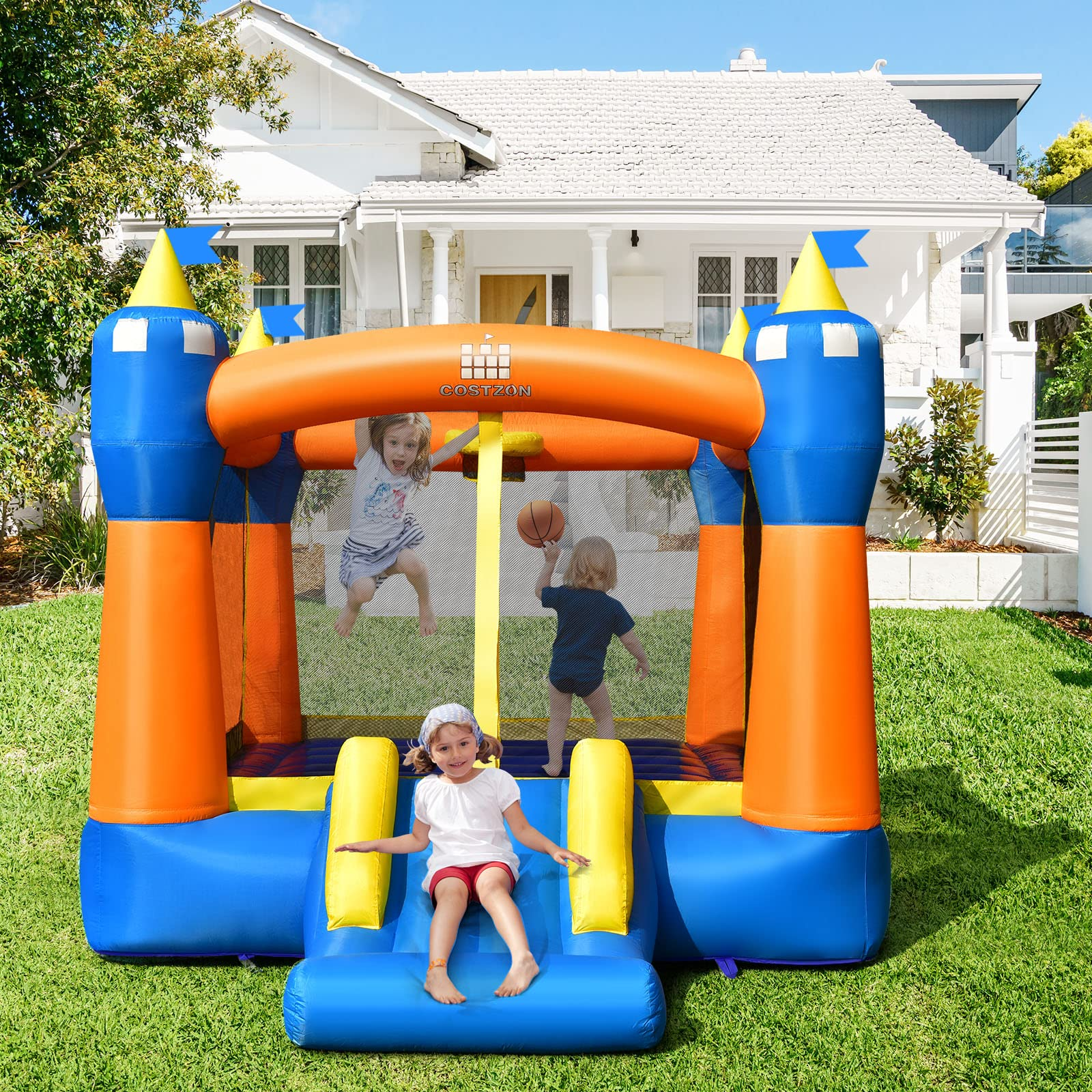 Costzon Inflatable Bounce House, Magic Theme Jump with Slide Bouncer