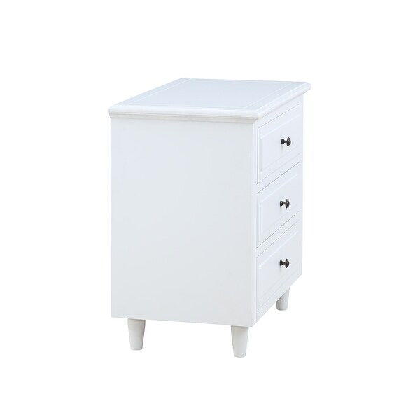 3-Drawer White Nightstand with Storage Wood Cabinet - - 34395861