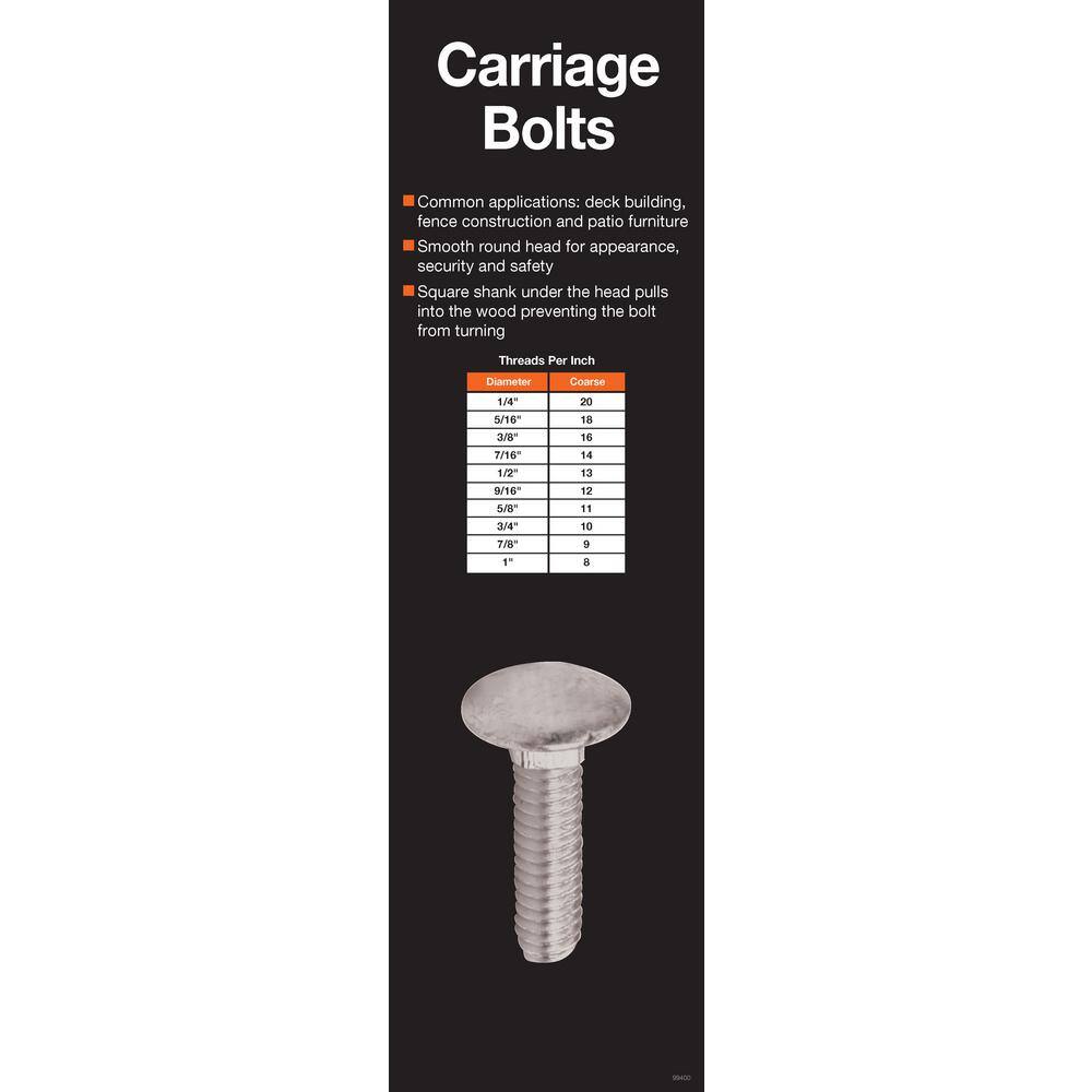 Everbilt 516 in. x 3 in. Black Carriage Bolt (3 per Pack) 18095