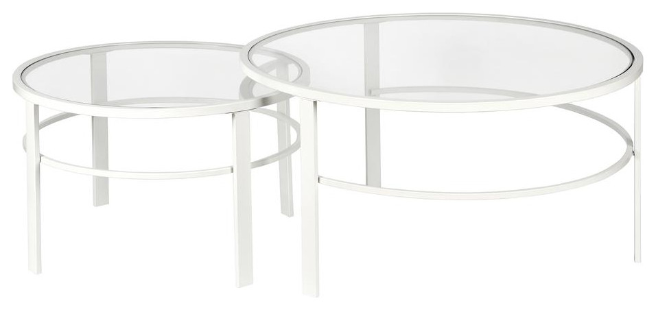 Gaia Round Nested Coffee Table in White   Contemporary   Coffee Tables   by BisonOffice  Houzz