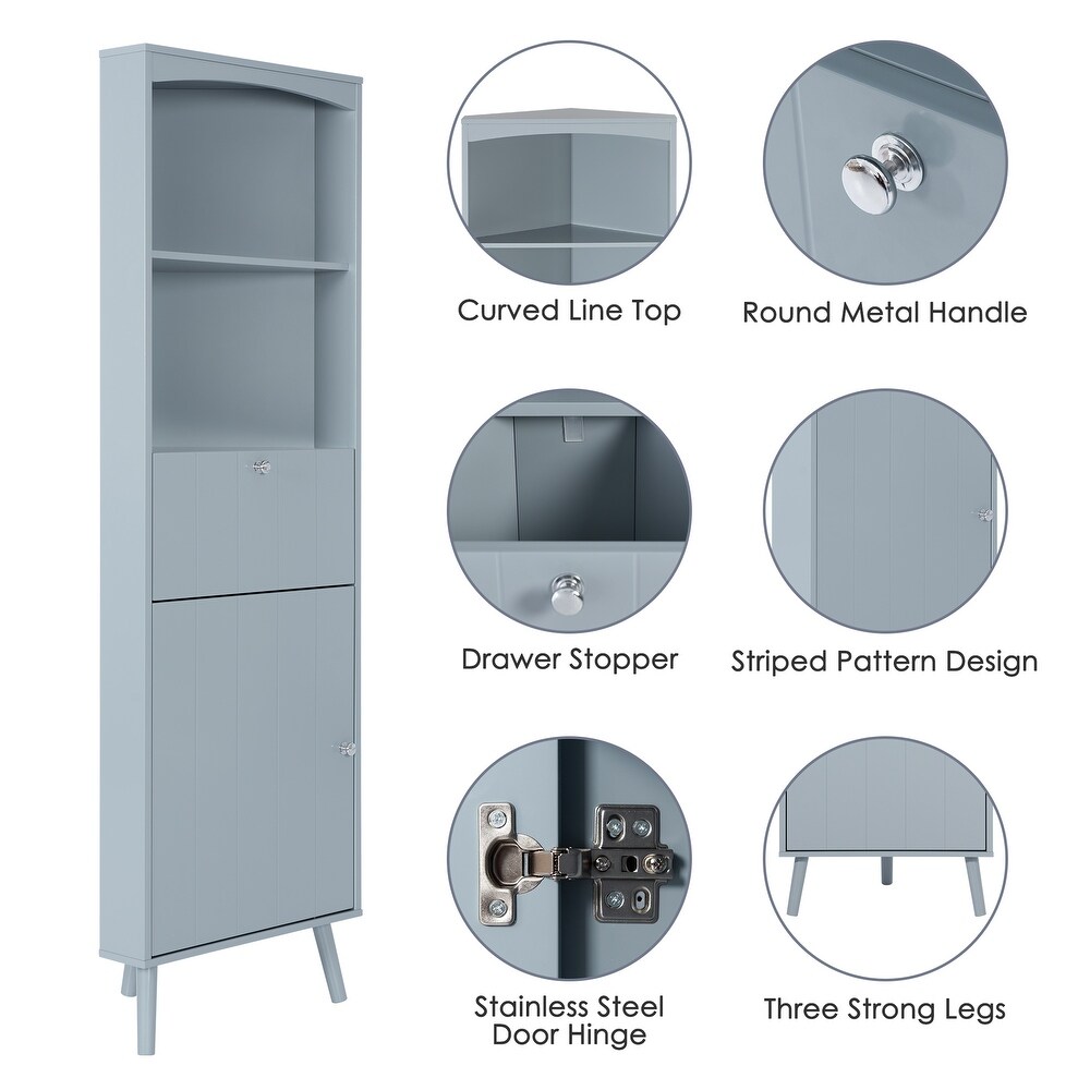 Corner Storage Organizer Cabinet Plant Stand Linen Cabinet  Grey