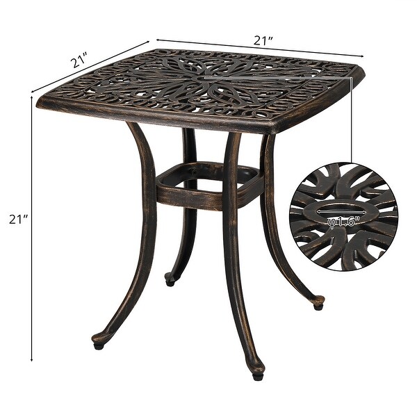 21.3 Inch Outdoor Bronze Cast Aluminum Square Dining Table